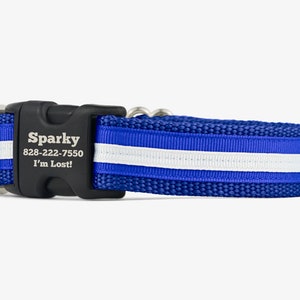Custom Dog Collar,  Blue White Collar, Personalized Collar, Engraved Dog Collar, Quick Release Collars, Webbing Dog Collars, Devil
