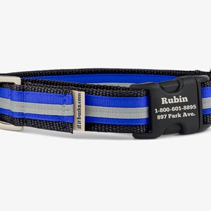 Stripe Martingale Dog Collar, Personalized, Black Blue Collar, No Slip Collar, Quick Release Buckle, Webbing Collar, Hero