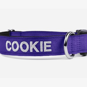 Collare per cani ricamato, Collare personalizzato, Collare per cuccioli, Collare a sgancio rapido, Collare per cani comodo, Collare personalizzato unico, Viola