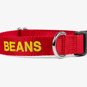 Embroidered Dog Collar , Personalized Collar, Puppy Collar, Quick Release Collars, Webbing Dog Collar, Unique Custom Collar, Light Red