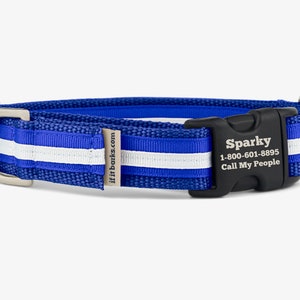 Stripe Martingale Dog Collar, Personalized, Blue White Collar, No Slip, Boy Dog Collar, Quick Release Buckle, Webbing Collar, Devil