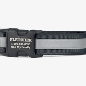 Reflective Dog Collar, Personalized Collar, Classic Dog Collar, Quick Release Collars, Comfortable Dog Collar, High Visibility Collar, Black