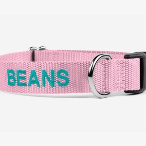 Embroidered Dog Collar , Personalized Collar, Light Pink Collar, Quick Release Collars, Webbing Dog Collar, Unique Custom Collar, Pink