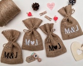 Small Personalised Hessian Burlap Wedding Party Gift Favour Bags Pouches W9 x H15cm (3.5" x 6")