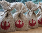 Small Rustic Hessian Burlap Star Wars Rebel Alliance Sci-Fi Geek Chic Wedding Party Gift Favour Bags Pouches W9 x H15cm (3.5" x 6")