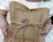 Beautiful Shabby Rustic Hessian Burlap Wedding Ring Bearer Pillow