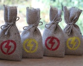 DC Comics The Flash Small Hessian Burlap Wedding Birthday Party Geeky Gift Favour Bags Pouches W9 x H15cm (3.5" x 6")