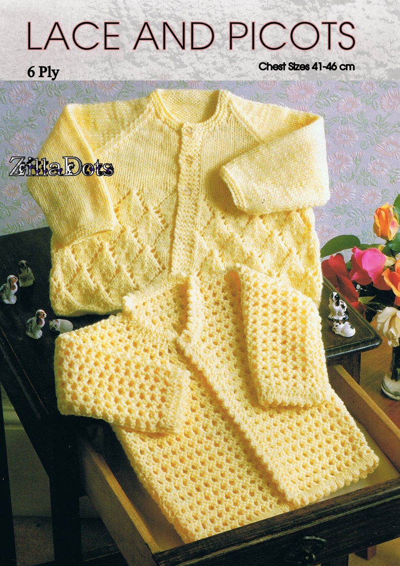 to fit chest 41-46 cm. 6 ply yarn Baby Knitting Pattern PDF Download