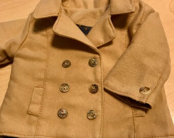 Camel colored pea coat for dolls/18 inch doll clothes/Sunshine Doll Apparel