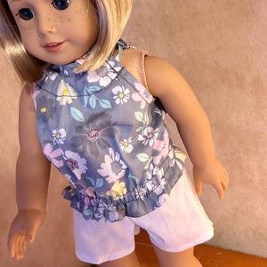18 inch doll clothes/two pieced doll outfit/doll top and shorts