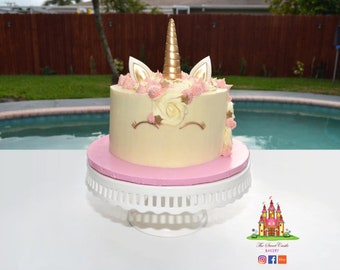 Edible Gold Fondant Unicorn Cake Topper with Gold Stars