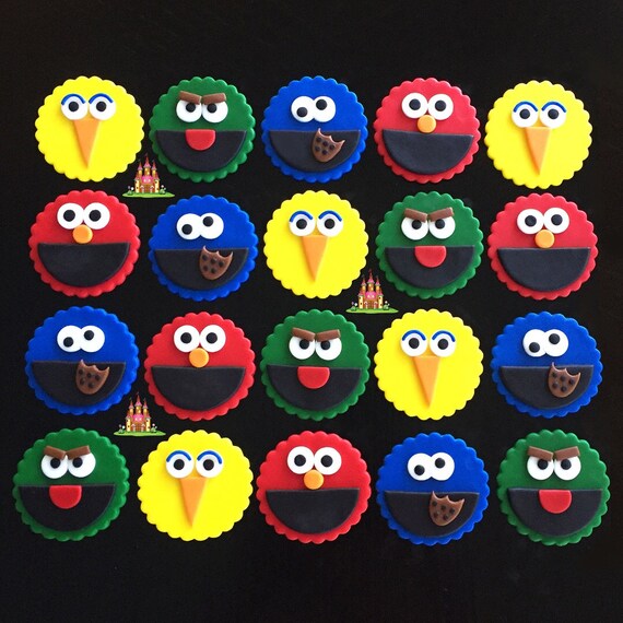 12 Edible Sesame Street Fondant Cupcake Toppers Etsy
