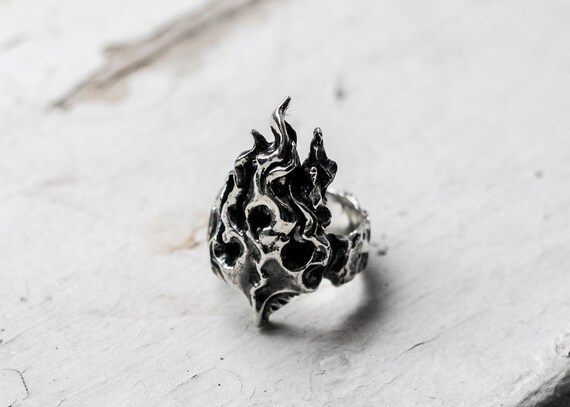 Passion Flame Sterling Silver Ring Hand Sculpted Fire Ring Etsy
