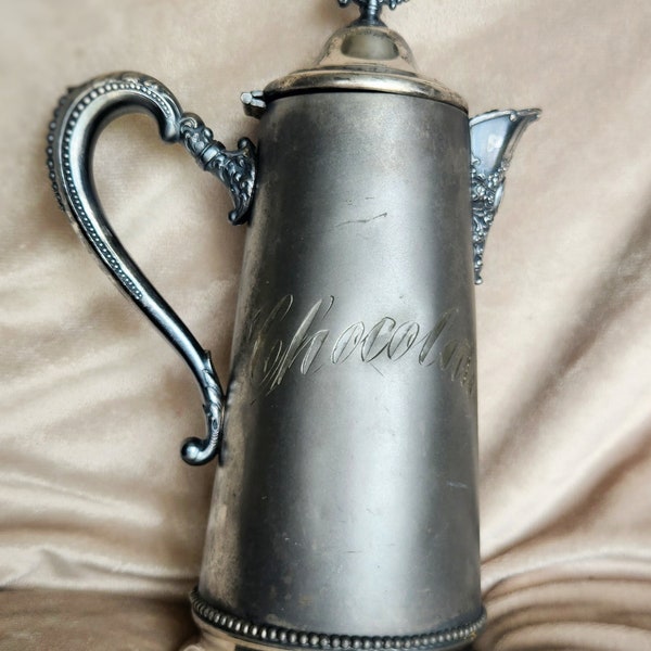 Victorian Columbian Silver Co. QUADRUPLE Plated Lidded Chocolate Pot ANTIQUE RARE