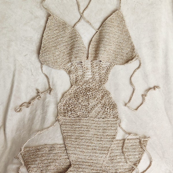 Vintage hand crocheted swim suit SMALL