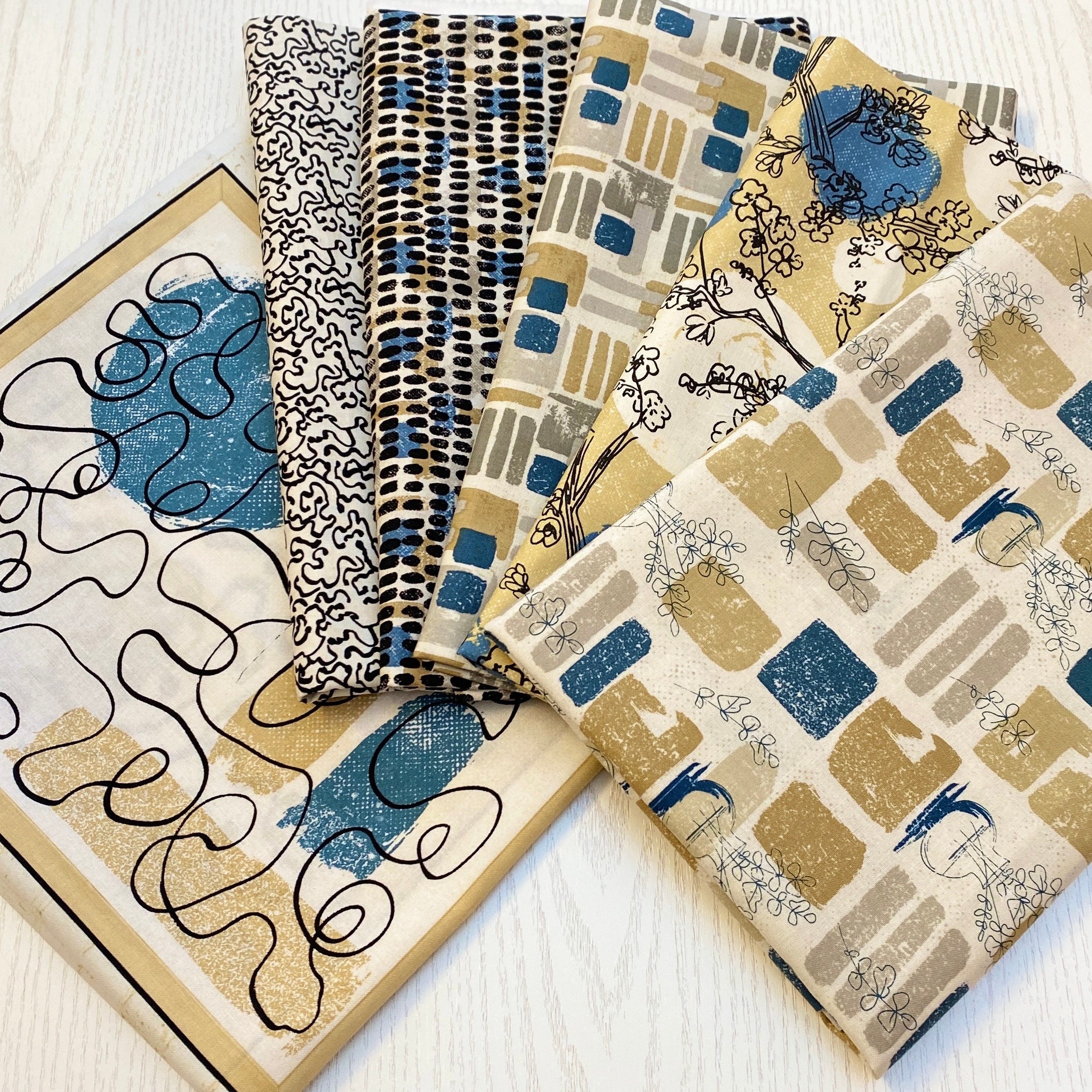 Modern Abstractions Dots with Flower Sketches Tan - Bentpath Studio - PER QUARTER METRE Modern Abstractions Dots with Flower Sketches Tan - Bentpath Studio - PER QUARTER METRE