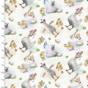 Easter Chicks, Funny Farm Animals cotton fabrics and panel, fabric, metre, yard