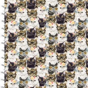 3 Wishes Fabric, Cats Cotton Fabric, Cat Faces, Cats, Pet Accessories