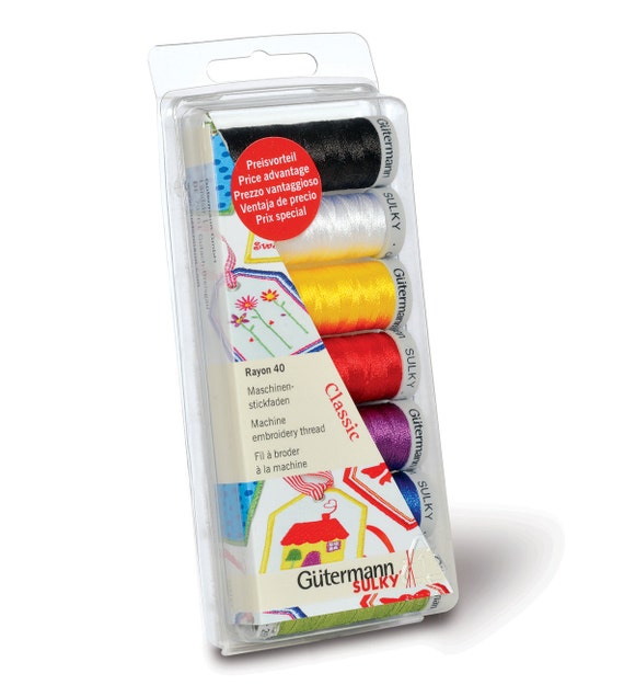 Gutermann Sulky Hilo De Rayón Máquina de No.40 Set-clásico 7 Color Box Set