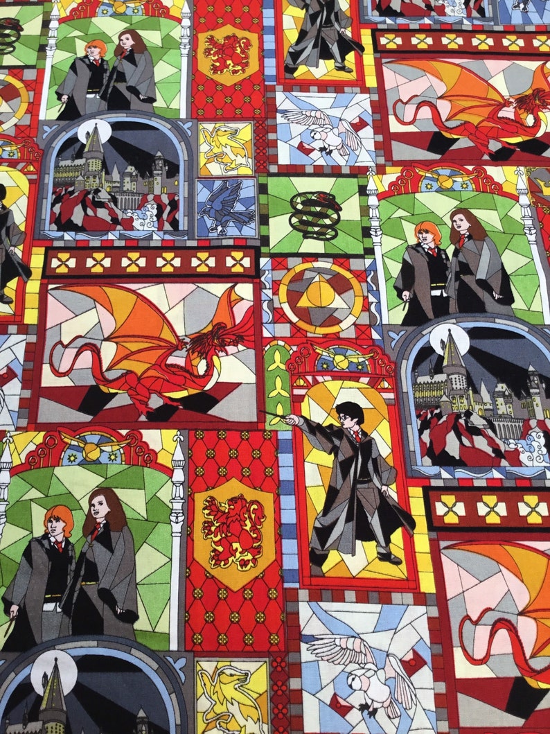 Harry Potter Cotton Fabrics Hogwarts Owls Spells Magic Etsy