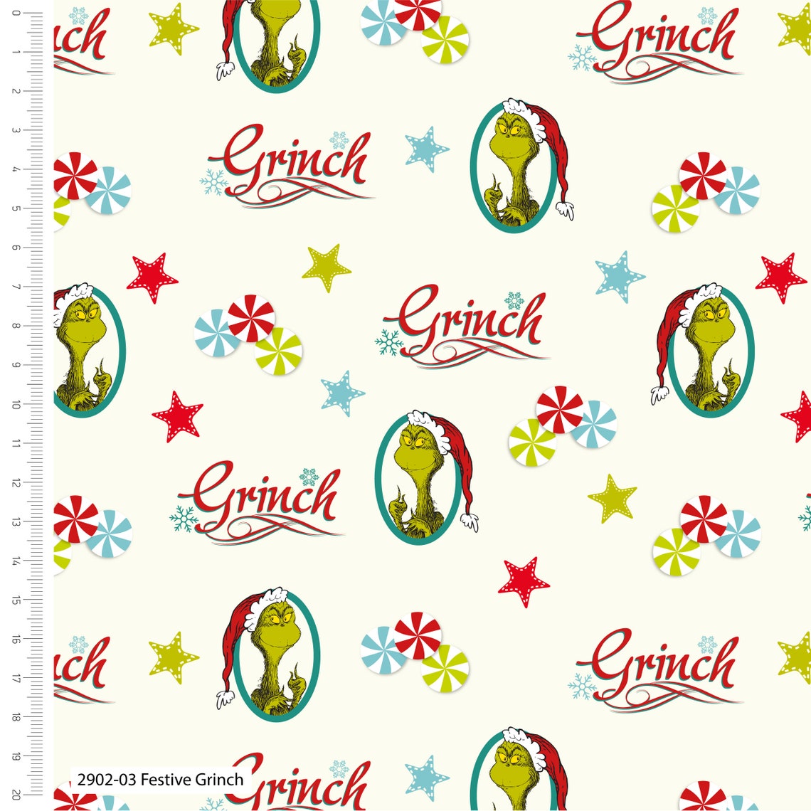 Fetive Grinch Cotton Fabric by the Yard Grinch Christmas - Etsy