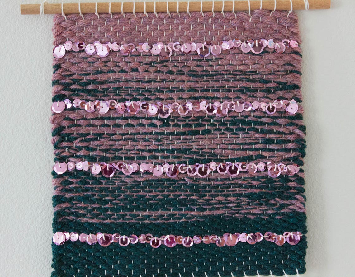 Handwoven Wall Hanging Mauve Pink Teal Cream Etsy