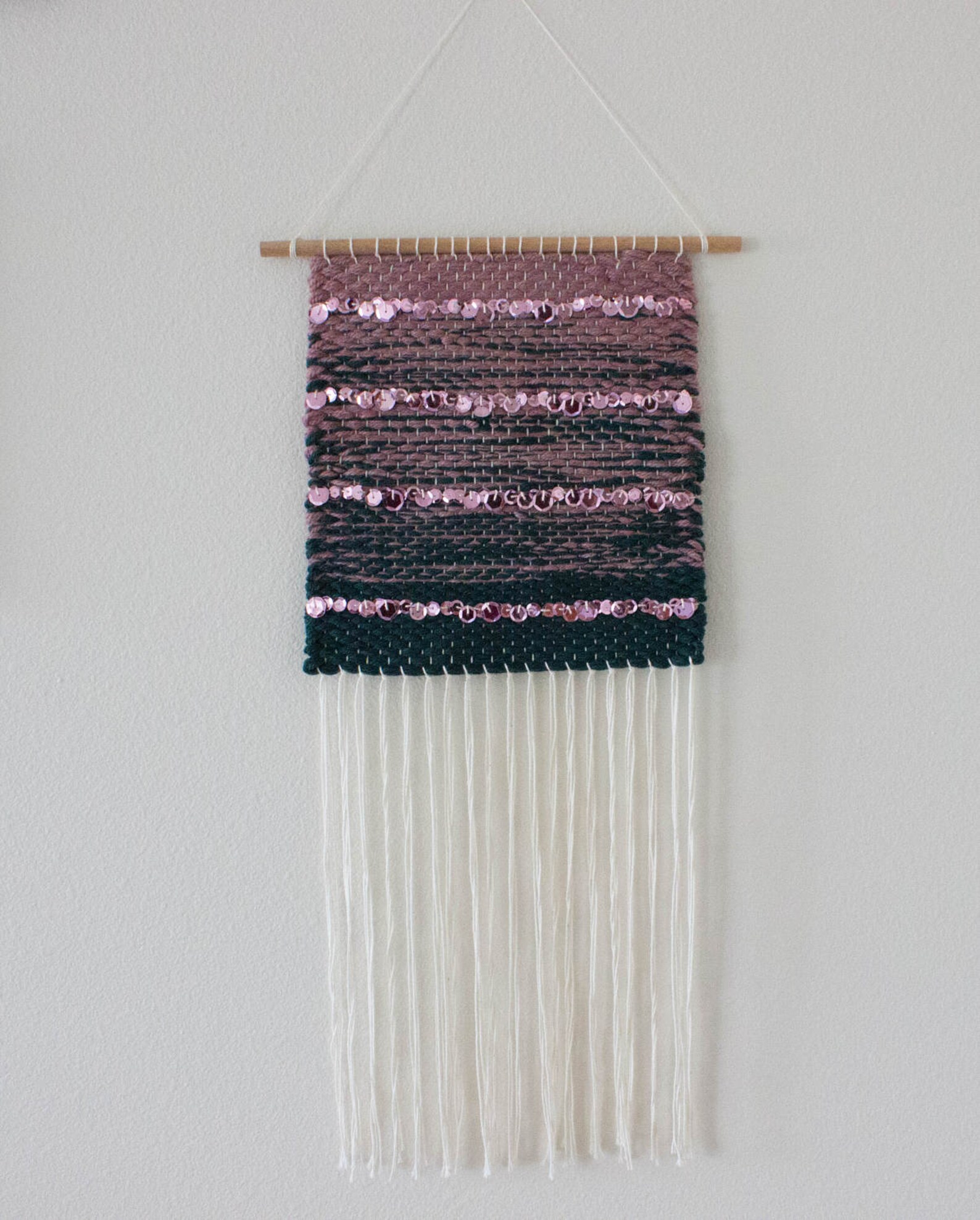 Handwoven Wall Hanging Mauve Pink Teal Cream Etsy