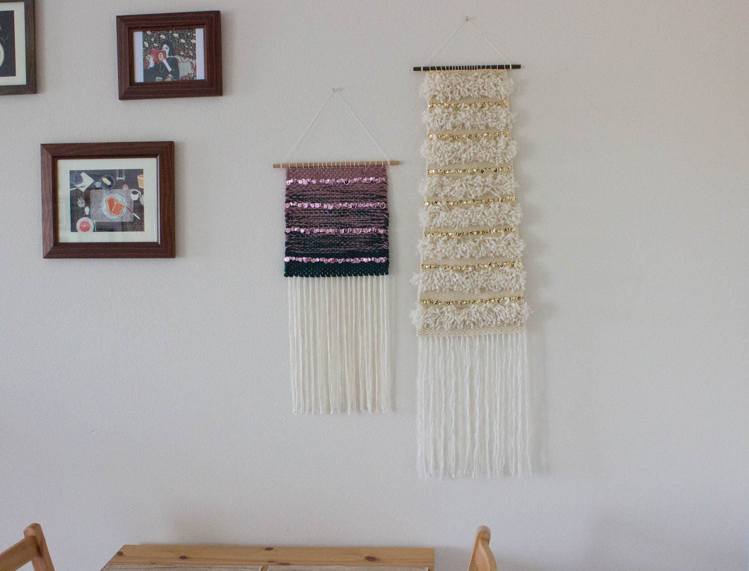 Handwoven Wall Hanging Mauve Pink Teal Cream Etsy