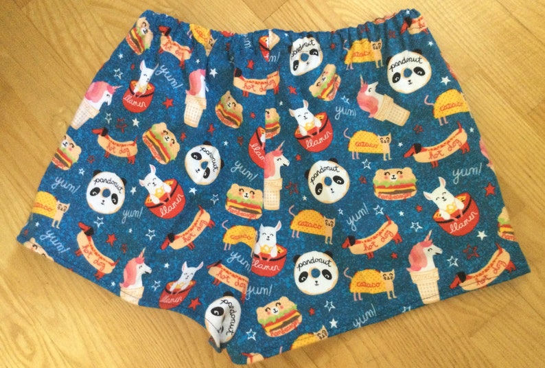 Sm/pet Food Puns/animal Print on Blue Background Flannel Sleep Etsy