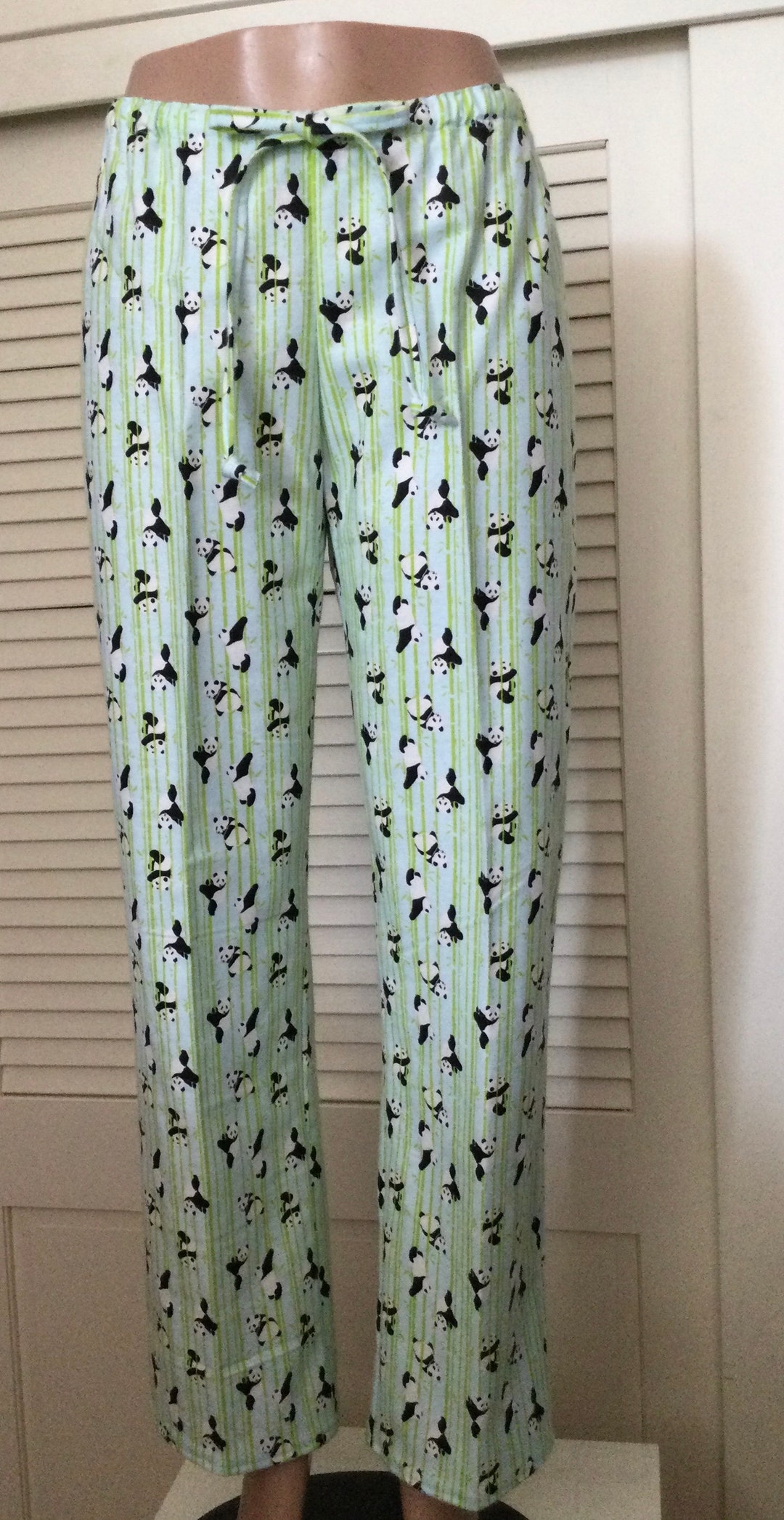 Pandas and Bamboo on Blue Background/flannel Pajama Pants for - Etsy