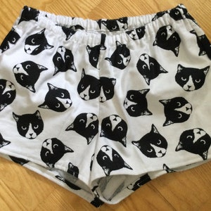Cats on white background flannel sleep shorts