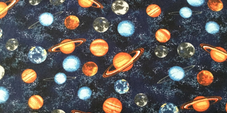 Planets in outer space on navy blue background flannel pajama pant for men
