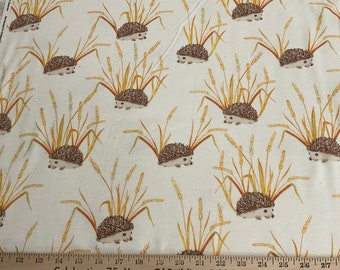 Flannel pajama pants for women/Size small/Porcupines on beige background