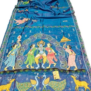 Handbemalte Pattachitra Bishnupuri von Mulberry Silk Saree
