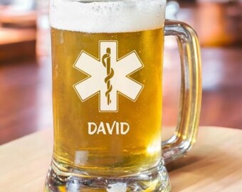 EMT Beer Mug, Paramedic Beer Glass, Custom Beer Glasses, EMT Gifts, Beer Gift for Paramedic or First Responder