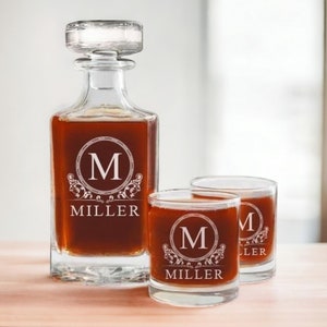 Personalized Whiskey Decanter Set, Whiskey Glasses, Custom Decanter Set, Gift for Him, Husband Gift, Whiskey, Bourbon