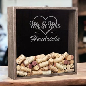 Personalized Wooden Wine Cork Holder, Wine Lover Gift, Wine Cork Keeper, Wedding Gift, Anniversary Gift, Custom Rustic Shadow Box