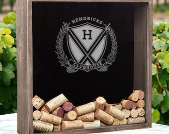 Wine Cork Holder, Personalized Beer Cap Shadow Box, Father's Day Gift, Christmas Gift, Gift For Dad Husband, Engraved Shadow Box, Golf Ball