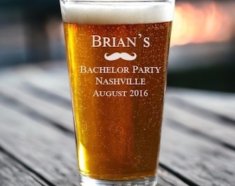 Custom Pint Glasses, Bachelor Party Beer Glasses, Groomsmen Pint Glasses, Personalized Pint Glasses for your Bridal Party, Beer Lover Gifts