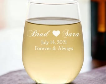 Wedding Wine Glasses, Personalized Wine Glass, Wedding Favors, Wine Glasses, Wine Gifts, Wedding Gift, His and Hers wine glass