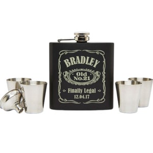 21st Birthday Flask, Personalized Flask, Custom Flask, Hip Flask, Boyfriend Gift, Gift For Men, Engraved Flask, Concert Flask, Sports Event