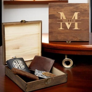 Groomsmen Gift Box, Personalized Cigar Box, Wooden Cigar Box, Groomsman Gift Set, Rustic Box, Best Man Gift, Proposal Gift Box