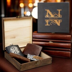 Groomsman Cigar Box, Groomsmen Gift Box, Engraved Cigar Box, Groomsmen Gift, Best Man Gift, Husband Gift, Wooden Cigar Boxes