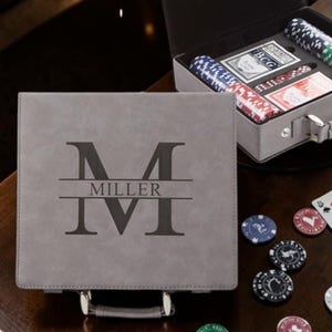 Personalized Poker Set - Custom Engraved Poker Chips & Case - Dad Gift - Unique Groomsmen Gift - Father’s Day Gift - Birthday Gift for Him