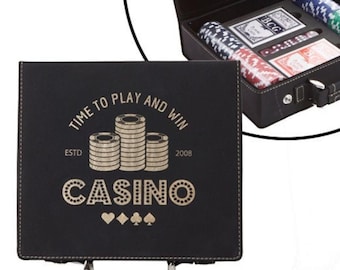 Poker Set, Personalized Poker Case, Poker Chips, Poker Player Gifts, Engraved Poker Case, Texas Holdem, Boyfriend Gift, Gift For Dad