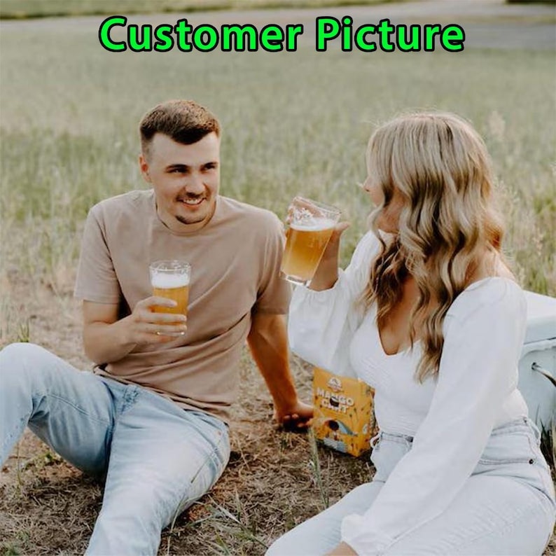 customer picture of their custom glasses they ordered from us for their wedding.