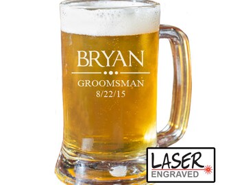 Groomsmen Beer Glass, Groomsman Proposal, Personalized Beer Mug, Custom Beer Mug, Engraved Beer Mug, Groomsmen Gift, Beer Mugs and Glasses