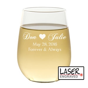 Personalized Wine Glass, Wedding Wine Glasses, Wedding Favors, Stemless Wine Glass, Wine Gift, Wedding Gift, Wedding Party, Gift for Couple