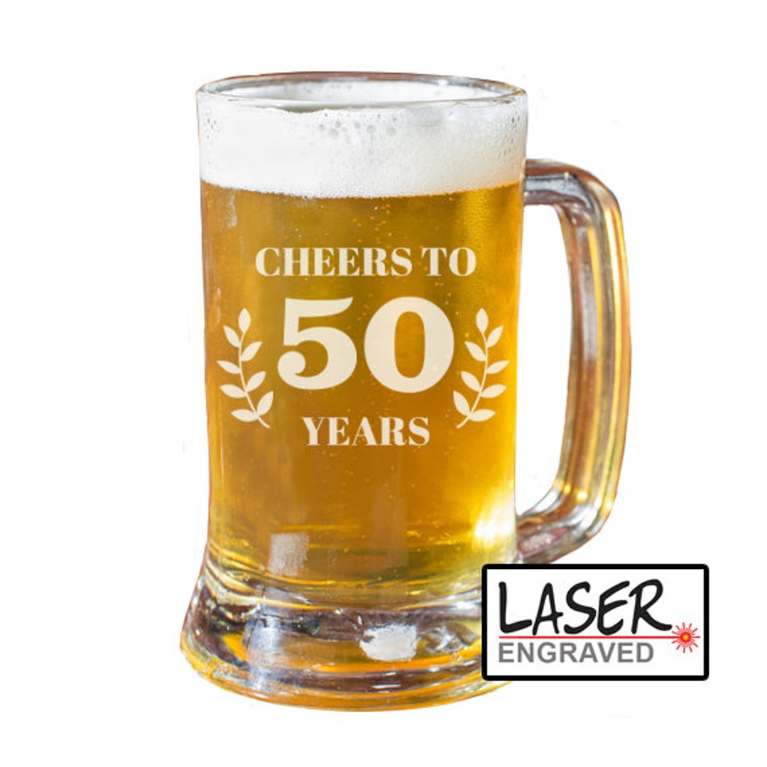 Cheers to Beer Mug, Birthday Gift, Cheers to 50 Years Beer Glass, Beer Mug Birthday Gift, Beer
