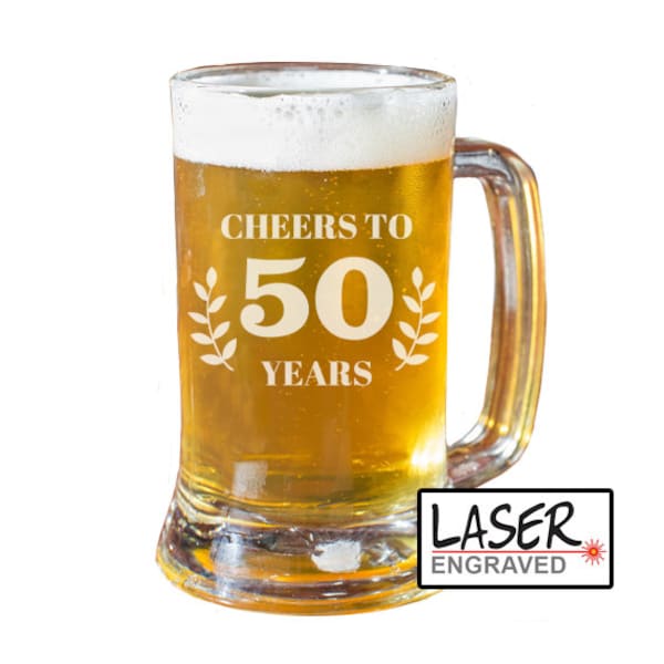 Cheers to Beer Mug, Birthday Gift, Cheers to 50 Years Beer Glass, Beer Mug Birthday Gift, Beer Glasses, Cheers Beer Mug, Cheers to 60 Years